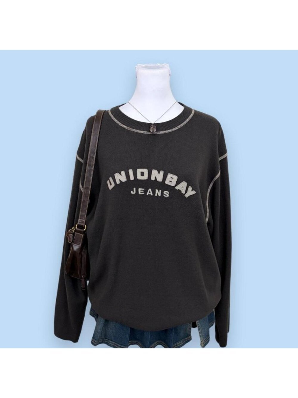 y2k union bay logo skate sweater